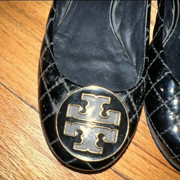Tory Burch Quilted Patent Leather Black Ballet flats Size 8 - Picture 6 of 7